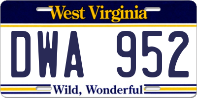 WV license plate DWA952