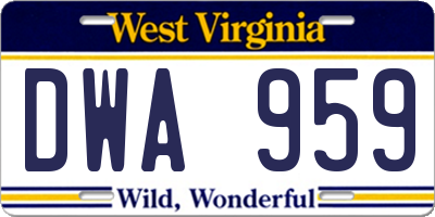 WV license plate DWA959