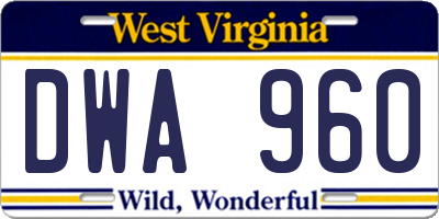 WV license plate DWA960