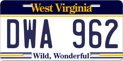 WV license plate DWA962