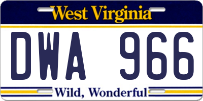 WV license plate DWA966
