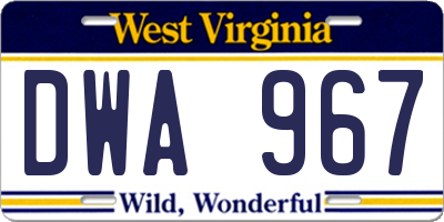 WV license plate DWA967