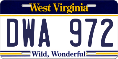 WV license plate DWA972