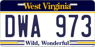 WV license plate DWA973