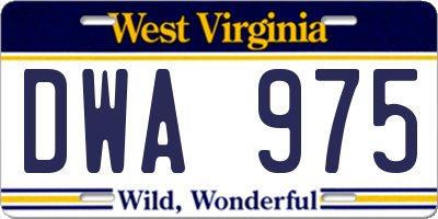 WV license plate DWA975