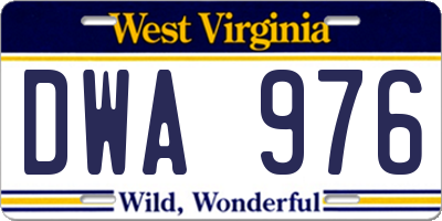 WV license plate DWA976