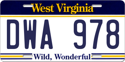 WV license plate DWA978