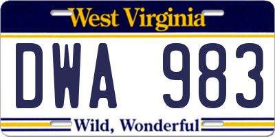 WV license plate DWA983