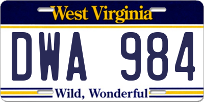 WV license plate DWA984