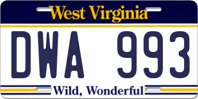 WV license plate DWA993