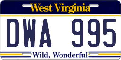 WV license plate DWA995
