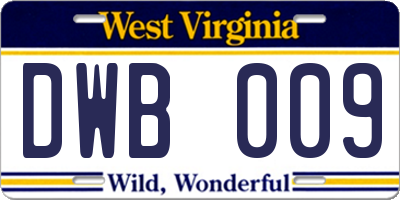 WV license plate DWB009