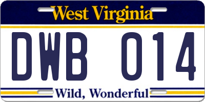 WV license plate DWB014