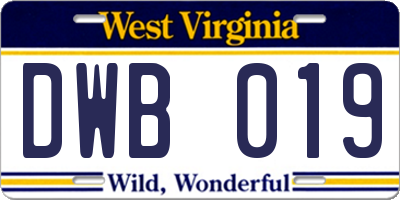 WV license plate DWB019