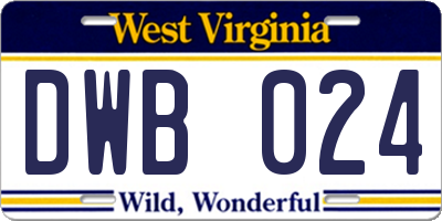 WV license plate DWB024