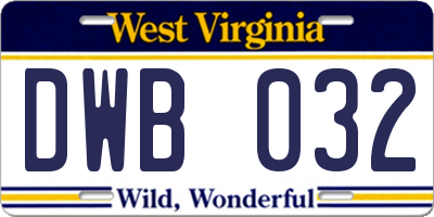 WV license plate DWB032
