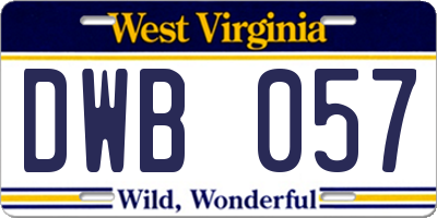 WV license plate DWB057