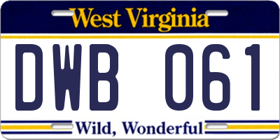 WV license plate DWB061