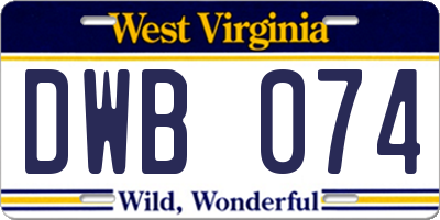 WV license plate DWB074