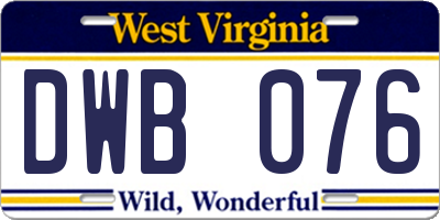 WV license plate DWB076
