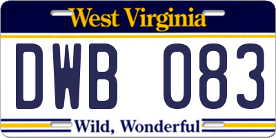 WV license plate DWB083