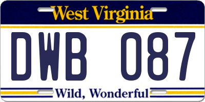 WV license plate DWB087