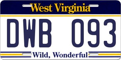 WV license plate DWB093
