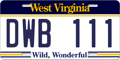 WV license plate DWB111