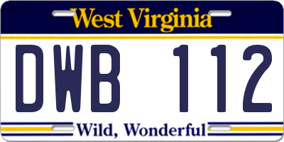 WV license plate DWB112
