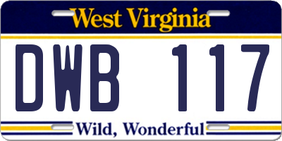 WV license plate DWB117