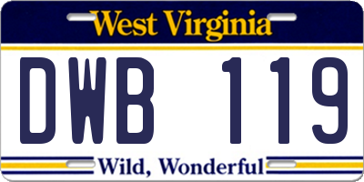 WV license plate DWB119