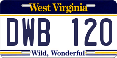 WV license plate DWB120