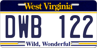 WV license plate DWB122