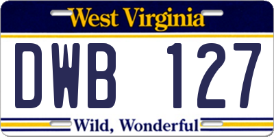 WV license plate DWB127