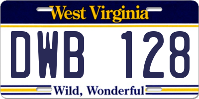 WV license plate DWB128