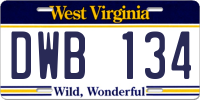 WV license plate DWB134