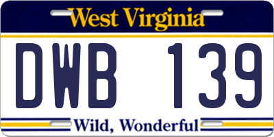 WV license plate DWB139