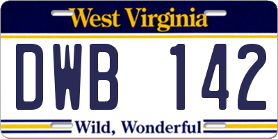 WV license plate DWB142