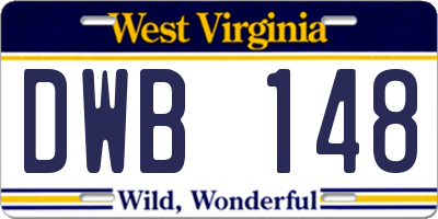 WV license plate DWB148