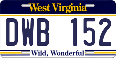 WV license plate DWB152