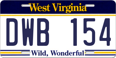 WV license plate DWB154