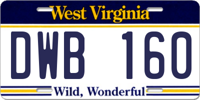 WV license plate DWB160