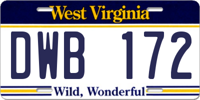 WV license plate DWB172