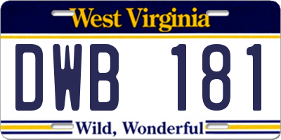 WV license plate DWB181