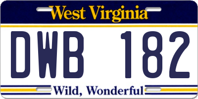 WV license plate DWB182