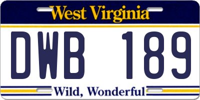 WV license plate DWB189