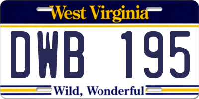 WV license plate DWB195