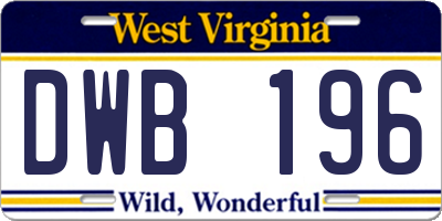 WV license plate DWB196