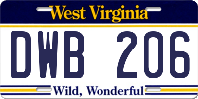 WV license plate DWB206