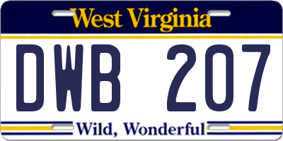 WV license plate DWB207